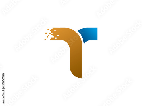 Dynamic "T" Symbol: A modern and dynamic representation of the letter "T" against an uncluttered backdrop, featuring a sleek design and vibrant colors.