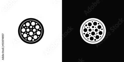 Black and White Pizza Icon, Food Design Element for Menu, Logo, Print