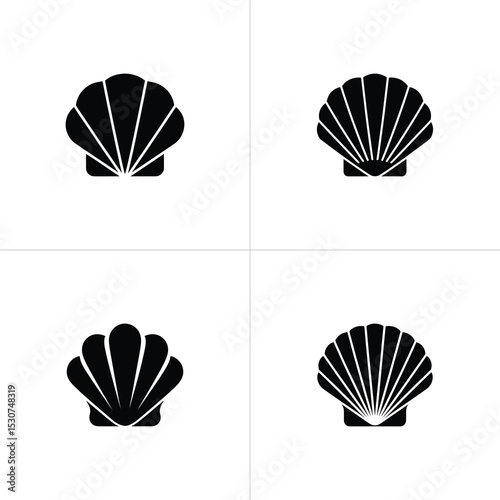 Black and White Seashell Icon Collection Simple Graphics of Seashells