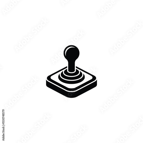 Black and White Silhouette of a Gaming Joystick on a White Background