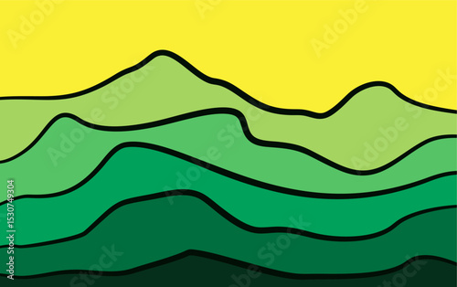Minimalist Landscape Mountain Wall Art Design With Green Color Combination