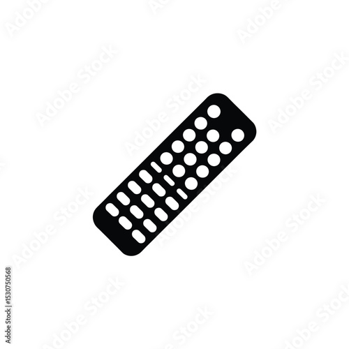 Isolated Black Remote Control Icon with Multiple Buttons for Electronic Devices