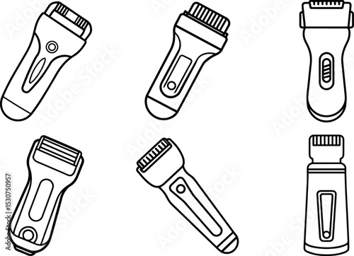 Set of Electric shaver outline vector illustration, line art
