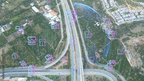 Transportation and technology concept. Intelligent Transport Systems. Mobility as a service. High quality 4k footage