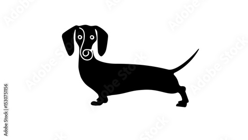 dachshund logo, black isolated silhouette