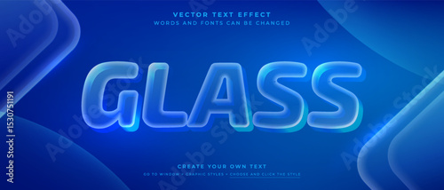 Glass text effect on a blue gradient abstract background