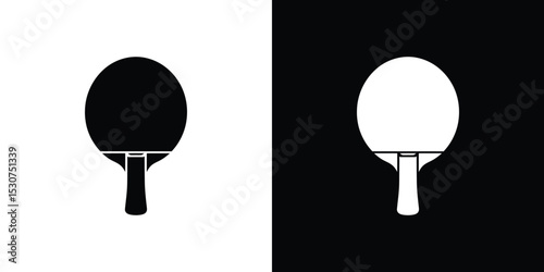 Ping Pong Paddle in Black and White Split Screen, Inverted Colors Design