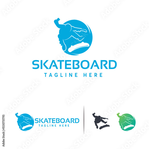 Skateboard sport logo designs template