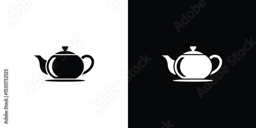 Teapot Icon in Black and White Teapot on Contrasting Backgrounds Design