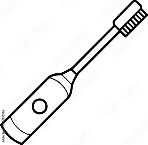 Electric toothbrush outline vector illustration, line art
