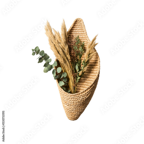 Wicker basket with flowers