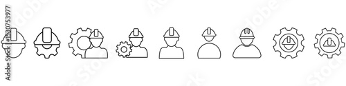 Engineer icon vector set. Architect illustration sign collection. Builder symbol. Mechanic Logo. Collection of foreman, engineering, construction, repair, service station web icons.