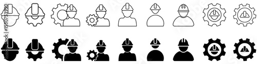 Engineer icon vector set. Architect illustration sign collection. Builder symbol. Mechanic Logo. Collection of foreman, engineering, construction, repair, service station web icons.