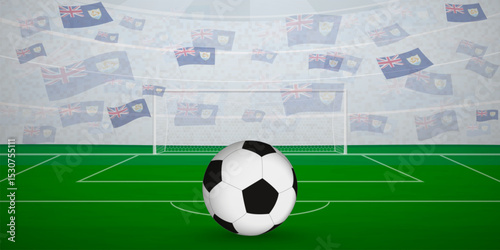 Anguillan Football Arena Full of Fans with National Flags, Sports Event Illustration.