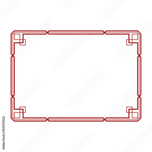 red geometric border frame with transparent background.eps