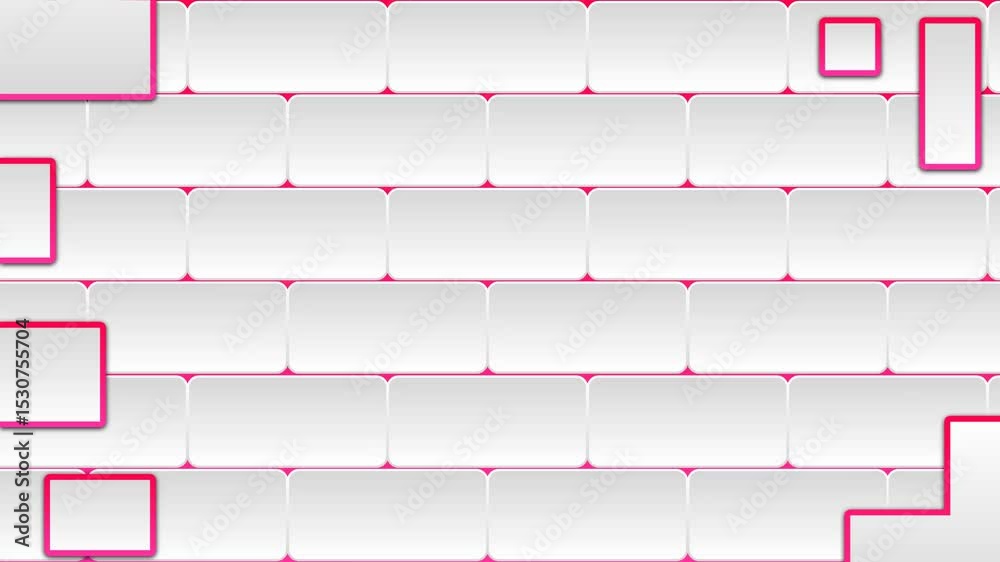 Seamless White Pink Brick Tile Loop Animation.