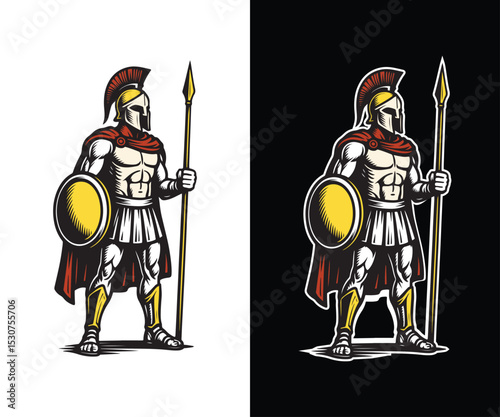 vector illustration of ancient roman warrior