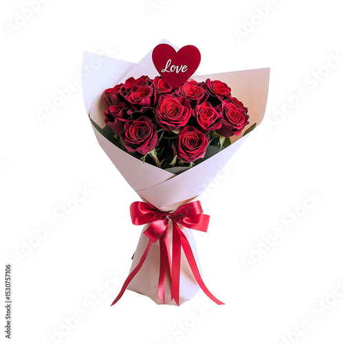 Gift with red rose