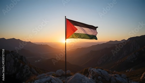Palestinian Flag at Sunset A Symbol of Hope and Resilience