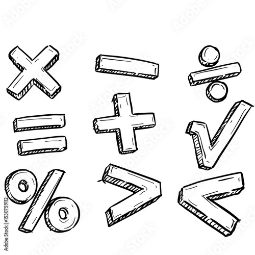 Math operation handdrawn illustration⁠

