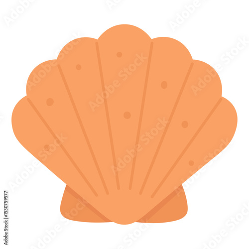 Scallop shell vector illustration orange seashell icon. Beach shell graphic design. Marine shell symbol