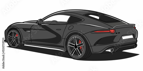 Modern ,simple and classic , dark green coupe sports car in a gentle isolated on black background. 3D vector  illustration
