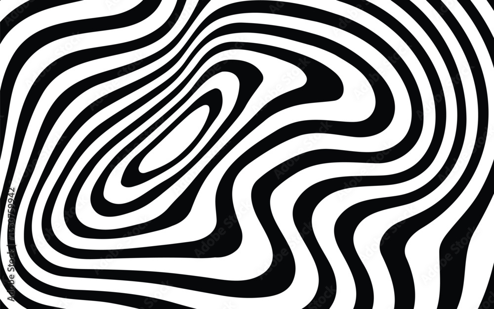 Obraz premium Vector abstract liquid lines wavy background. Simple black and white texture