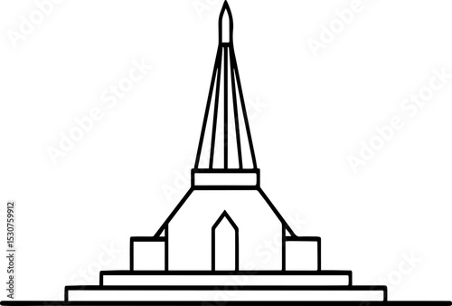 Spire outline vector illustration, line art
