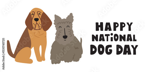 Happy National Dog Day. Flat illustration on white background.