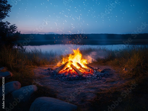 a fire in the middle of a field