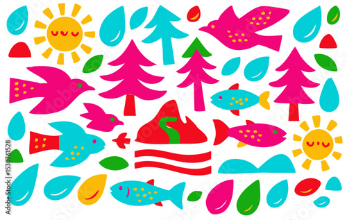 Sunny Tropical Beach Pattern with Palm Trees and Surfboards