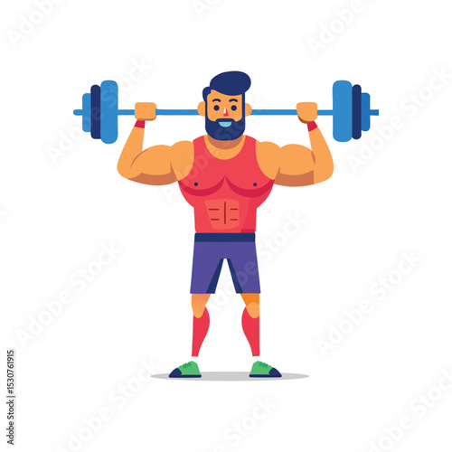 Man Lifting Weights at the Gym Vector illustration