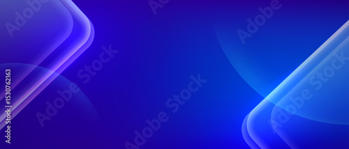 Abstract royal blue background with glowing translucent geometric shapes
