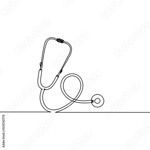 Medical Stethoscope Line Art Healthcare, Doctor, Auscultation, Diagnostic Tool