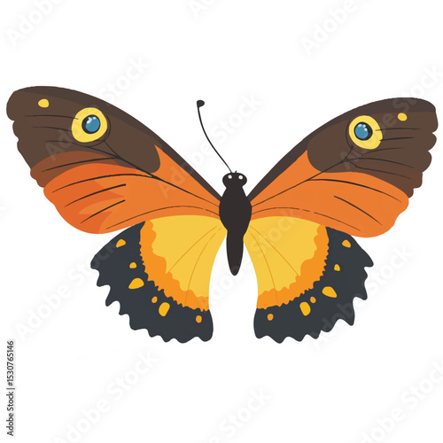 Peacock butterfly vector illustration isolated on transparent background 