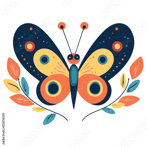 Peacock butterfly vector illustration isolated on transparent background 