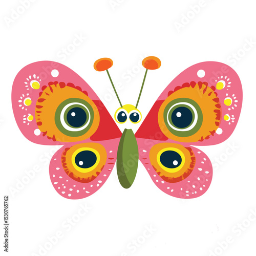 Peacock butterfly vector illustration isolated on transparent background 