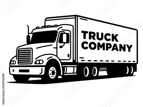a semi truck with truck company text on it on white background , no background