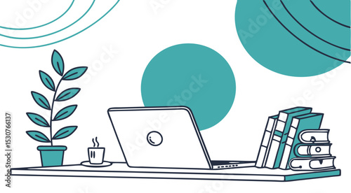 Modern Flat Vector Illustration of Laptop Workspace