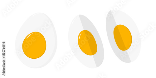 Hand drawn Hard boiled egg cut into pieces Healthy Eating or Food Poster Flat design element idea