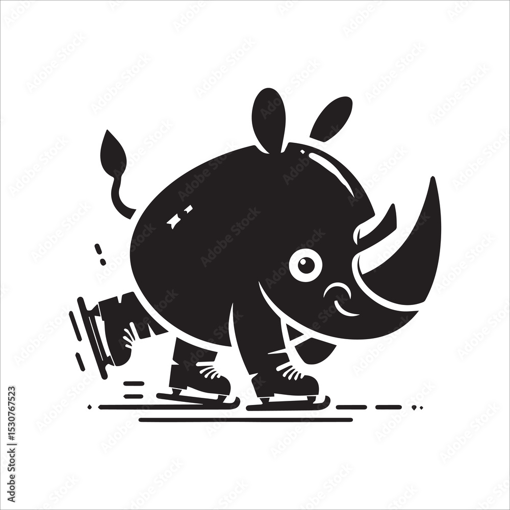 Fototapeta premium Rhino skating silhouette vector