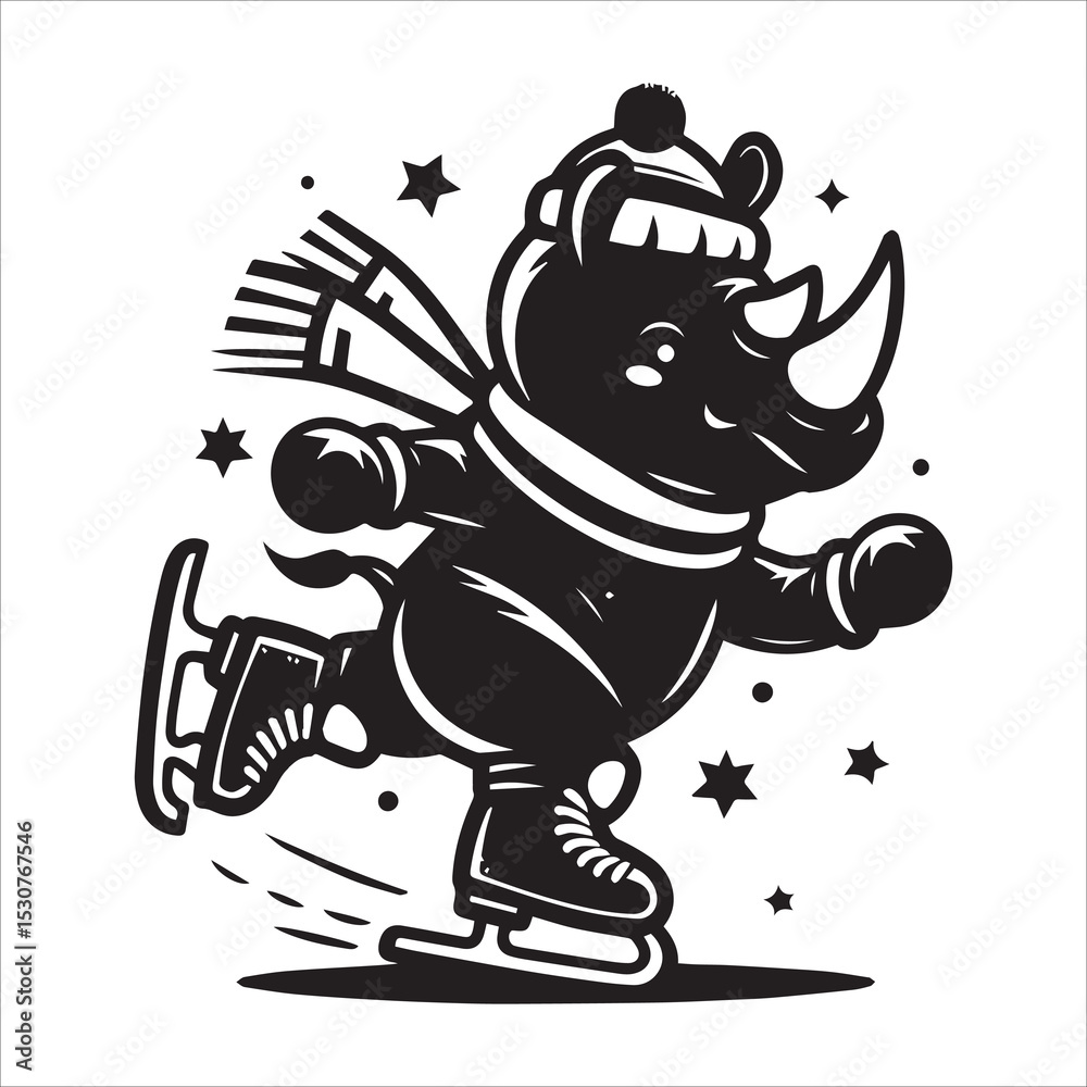 Fototapeta premium Rhino skating silhouette vector