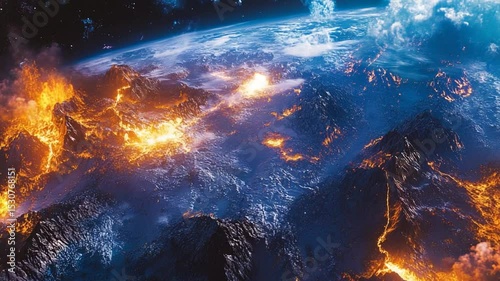 Dramatic Volcanic Eruption on Earth Seen from Space – Planetary Cataclysm Concept