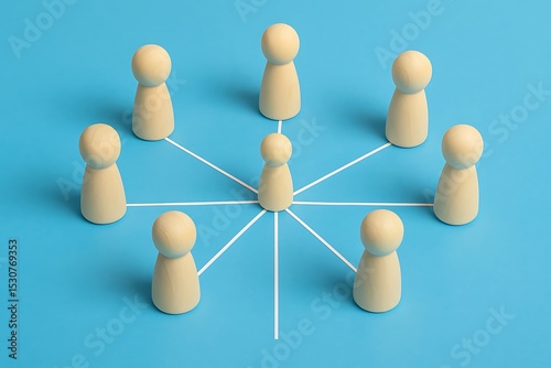 Centralized Leadership Conceptual Image of a Leader Surrounded by a Team, Illustrating Collaboration, Networking, and Unified Goals in Business and Teamwork