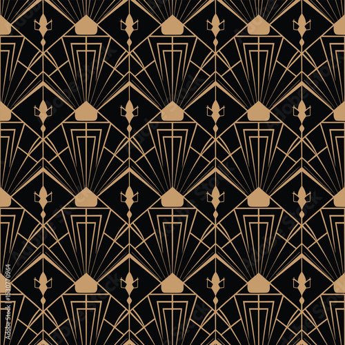 Luxury Art Deco Geometric Seamless Pattern in Gold and Black