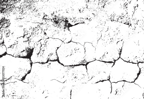 Monochrome grunge texture illustrating dried cracked surface with splatters and detailed imperfections