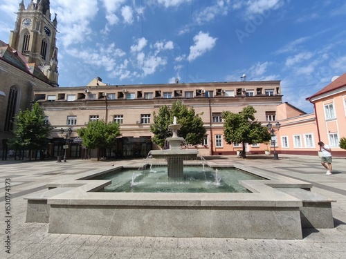 A beautiful fountain in the center of Novi Sad in June 15.6.2025