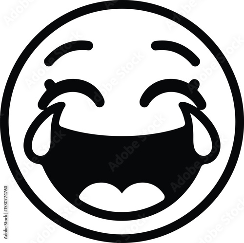 A fun and expressive illustration of a crying laughing emoji, showcasing a joyful character with tears of laughter. This design is perfect for social media, messaging apps, or any project that aims to