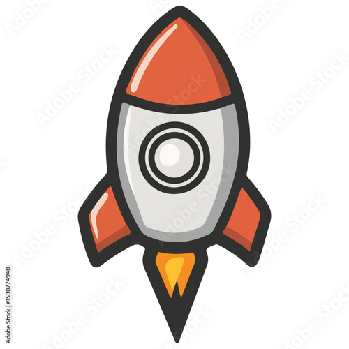 Rocket. Space rocket launch. Project start up. Flying cartoon rocket. Vector illustration isolated on white background