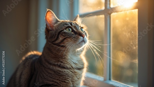 British cat sitting by a window